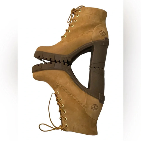 SOLD Timberland Women's Lana High Heel Wheat Leather Boots Size 9 - Picture 4 of 16